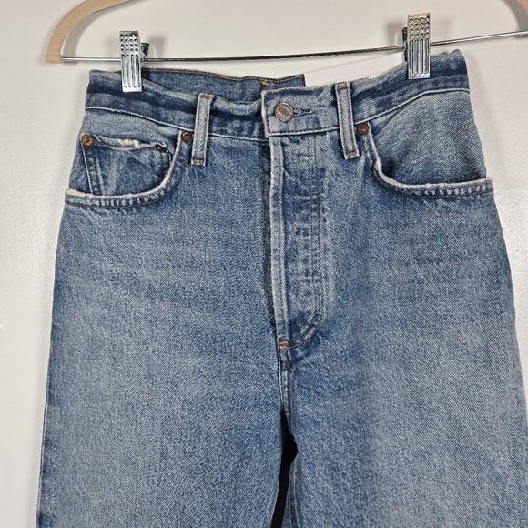 NEW Agolde 90s Crop Mid Rise Loose Straight Leg Button Fly Denim Jeans Force 24 - Picture 2 of 13